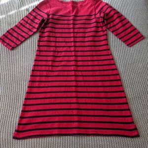 L.L. Bean Boatneck Magenta Striped Cotton Dress M